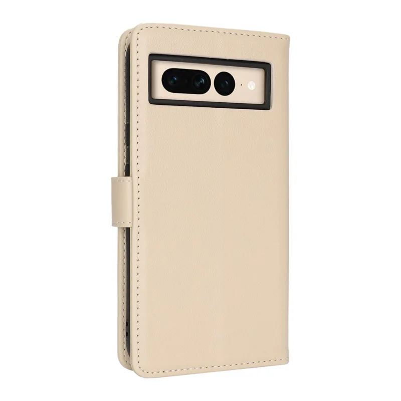 For Google Pixel 7 Pro 5G Stand Case Shockproof Leather Wallet Phone Cover - Beige