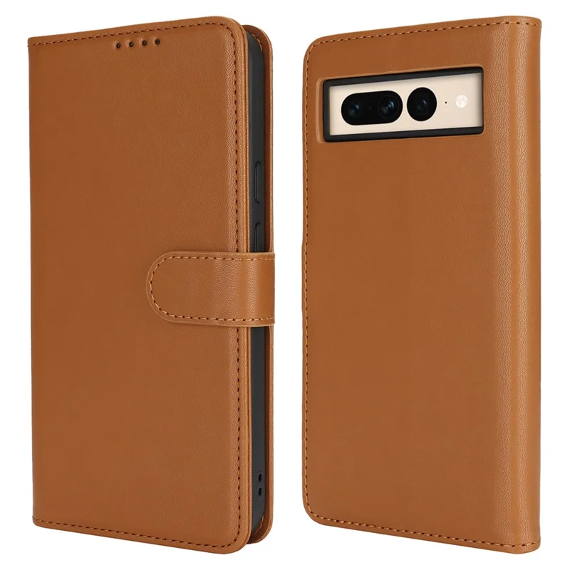 For Google Pixel 7 Pro 5G Stand Case Shockproof Leather Wallet Phone Cover - Light Brown