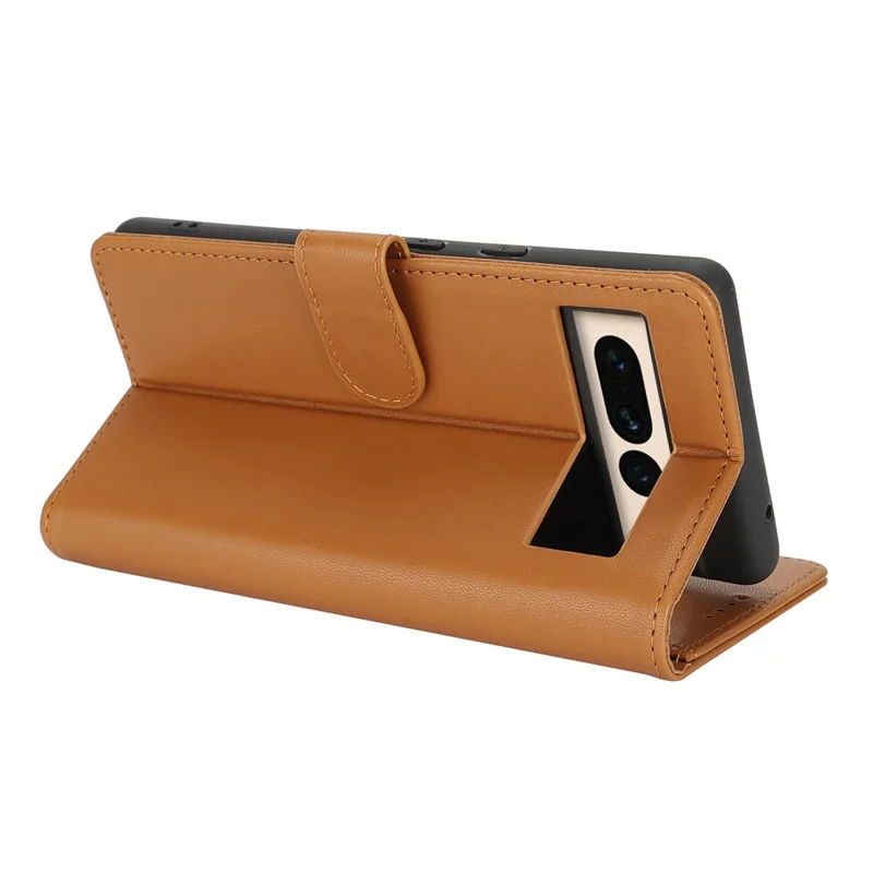 For Google Pixel 7 Pro 5G Stand Case Shockproof Leather Wallet Phone Cover - Light Brown