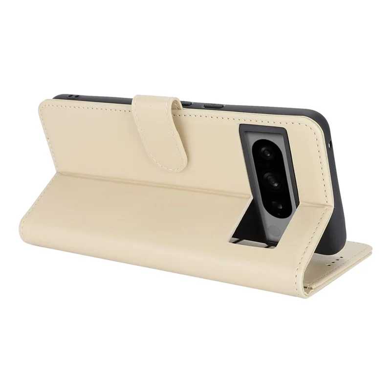 For Google Pixel 8 Pro Stand Case Shockproof Leather Wallet Phone Cover - Beige