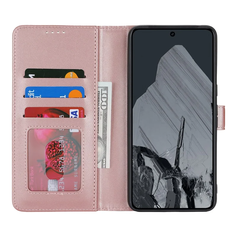 For Google Pixel 8 Pro Stand Case Shockproof Leather Wallet Phone Cover - Rose Gold