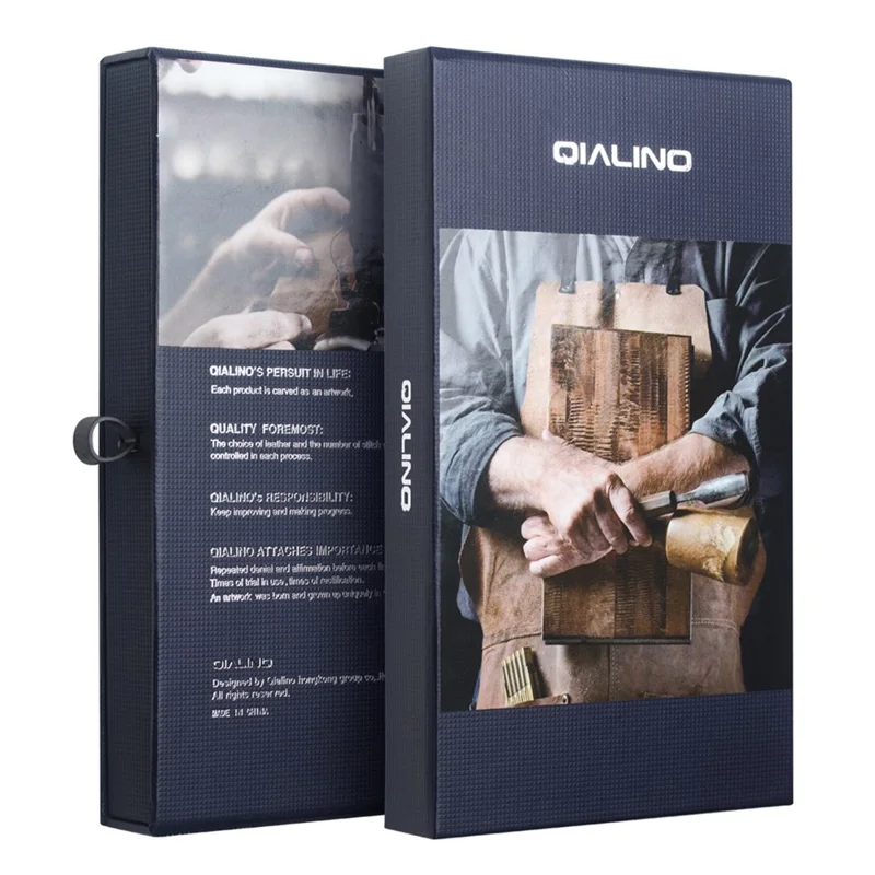 QIALINO For iPhone 17 Pro Max Case Wallet Flip Stand Phone Cover Genuine Cow Leather - Brown