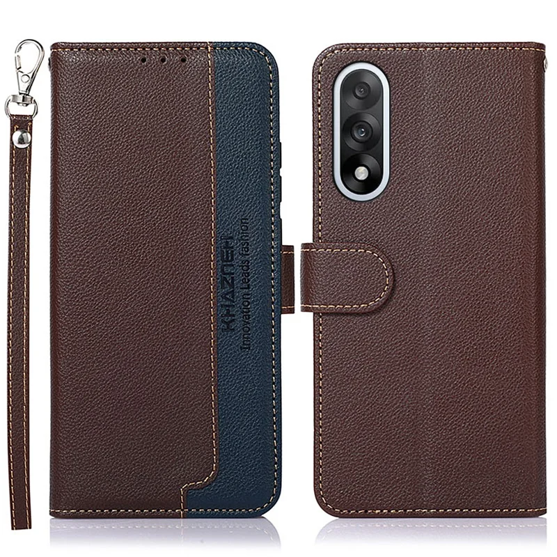 KHAZNEH For OnePlus Nord 5 5G Case RFID Blocking Wallet PU Leather Phone Cover with Strap - Brown