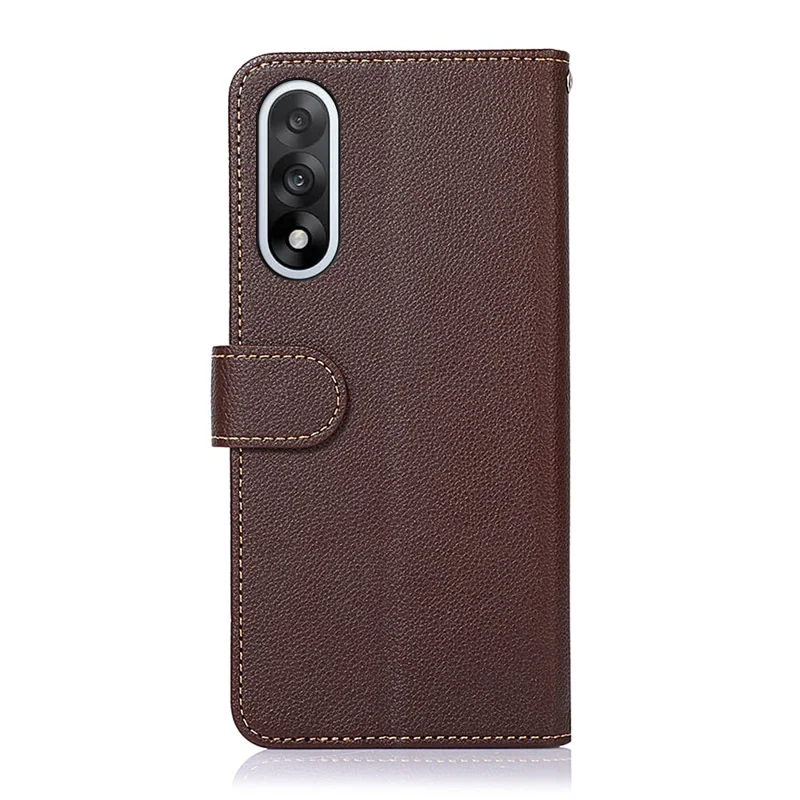 KHAZNEH For OnePlus Nord 5 5G Case RFID Blocking Wallet PU Leather Phone Cover with Strap - Brown