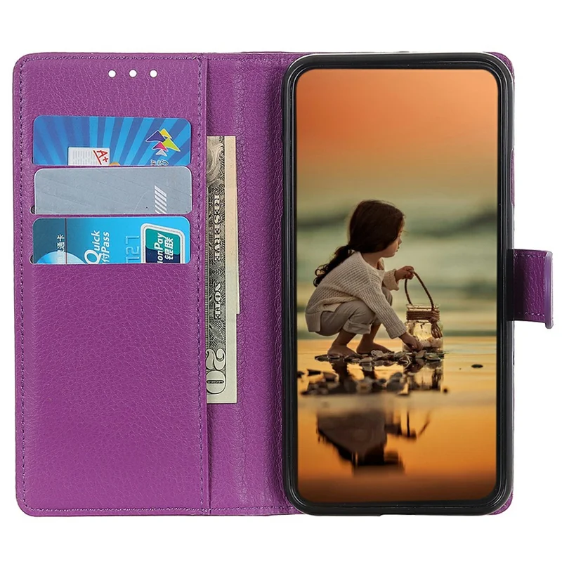 Étui Portefeuille Pour OnePlus Nord 5 5G en Cuir PU Texture de Litchi - Violet
