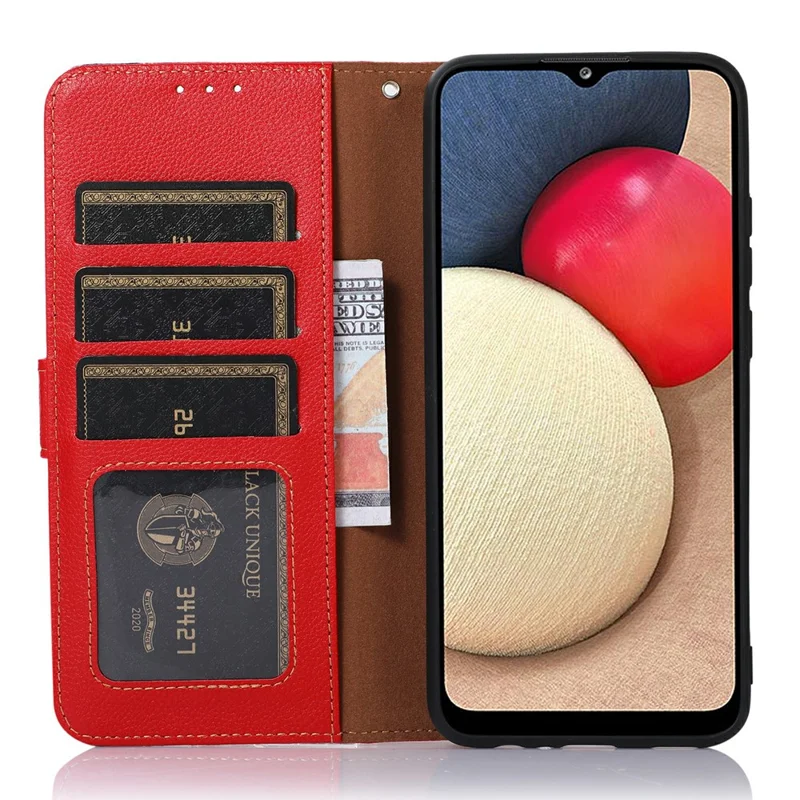 KHAZNEH For OnePlus Nord CE5 5G Case RFID Blocking Wallet PU Leather Phone Cover with Strap - Red