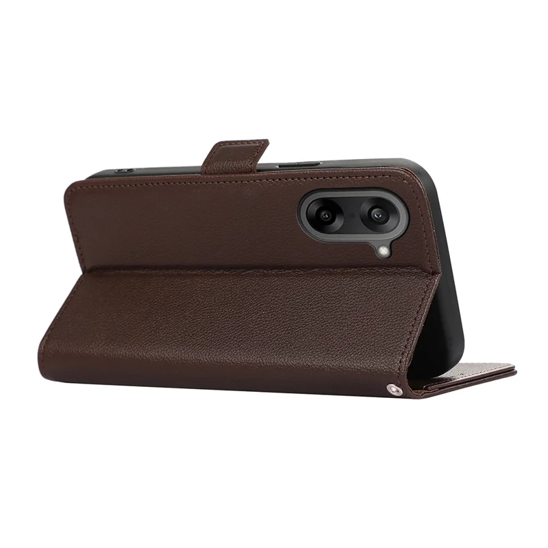 ABEEL Pour OnePlus Nord CE5 5G Étui en Cuir Texturé Style Litchi Bloquant RFID - Marron