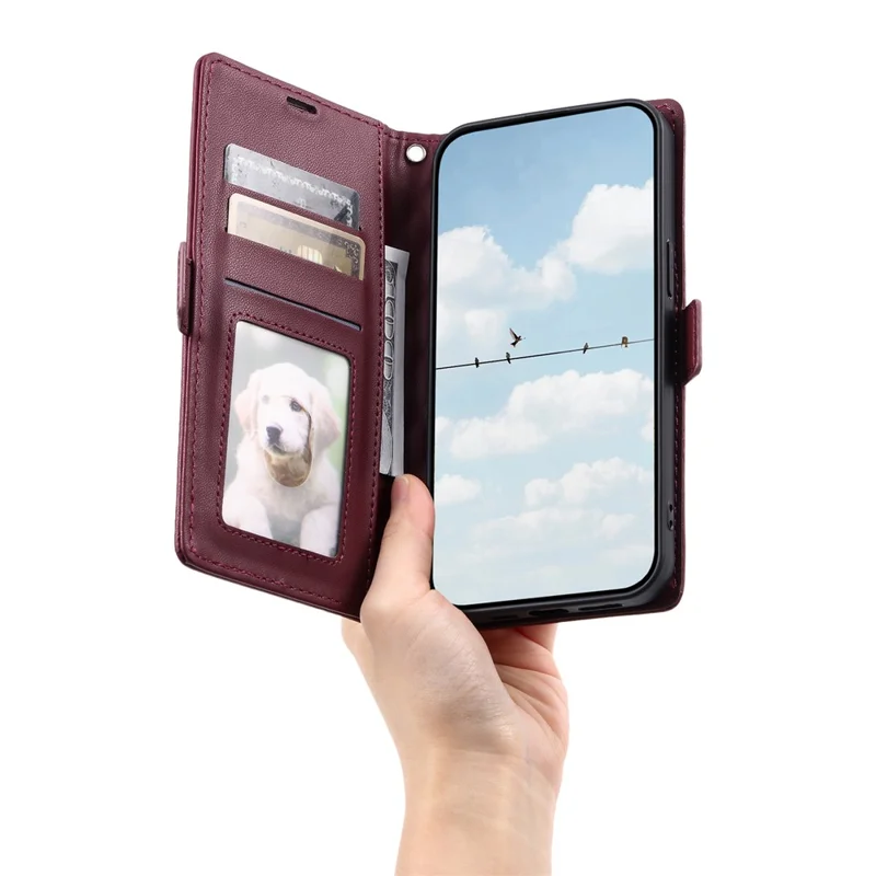 Para Motorola Moto G86 5G Funda de Cuero Textura de Rombo Cartera Soporte Funda de Teléfono con Correa de Muñeca - Rojo Vino