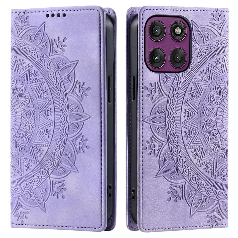 For Motorola Moto G86 5G Case Magnetic Closing Leather Phone Cover Pattern Imprinted - Purple