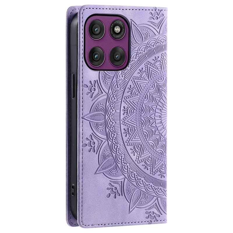 For Motorola Moto G86 5G Case Magnetic Closing Leather Phone Cover Pattern Imprinted - Purple