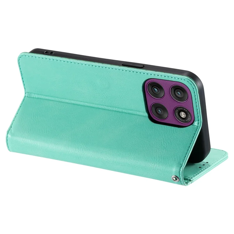 Per Motorola Moto G86 5G Custodia 6 Alloggi per Schede Pelle PU Antiurto Custodia per Telefono con Cinturino da Polso - Verde Menta