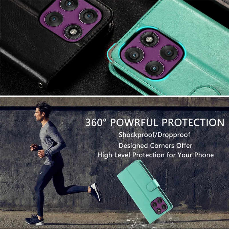 Per Motorola Moto G86 5G Custodia 6 Alloggi per Schede Pelle PU Antiurto Custodia per Telefono con Cinturino da Polso - Verde Menta
