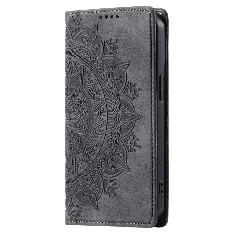 For Motorola Moto G56 5G Case Magnetic Closing Leather Phone Cover Pattern Imprinted - Grey