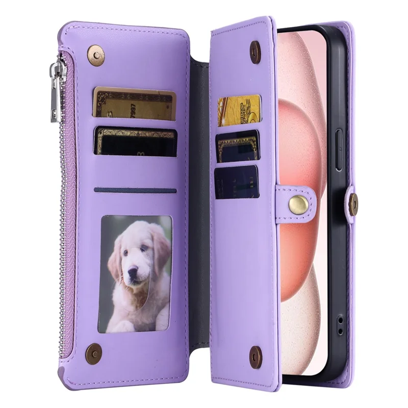 For Motorola Moto G56 5G Case TPU + PU Leather Wallet Phone Cover with Wrist Strap - Purple