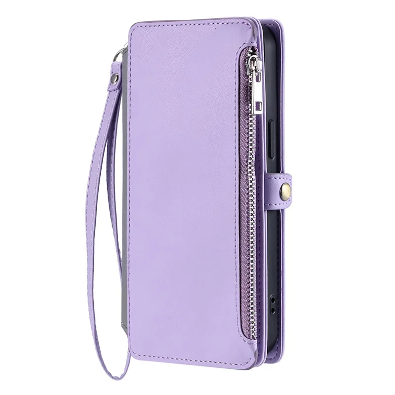 For Motorola Moto G56 5G Case TPU + PU Leather Wallet Phone Cover with Wrist Strap - Purple