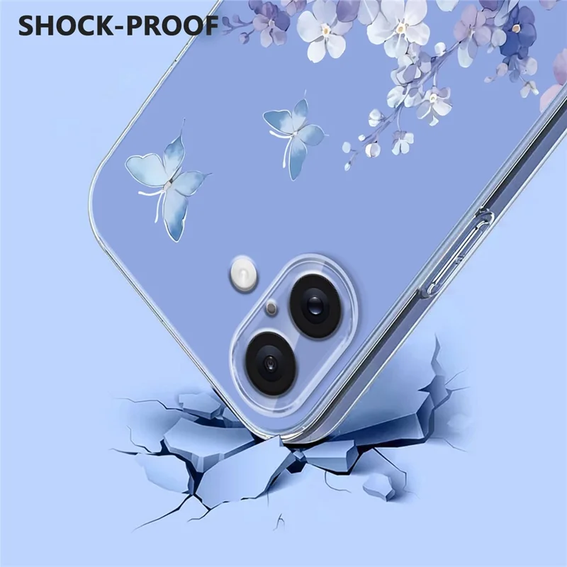 For iPhone 17 Case Butterfly Floral Pattern Printing TPU Phone Back Cover - Violets