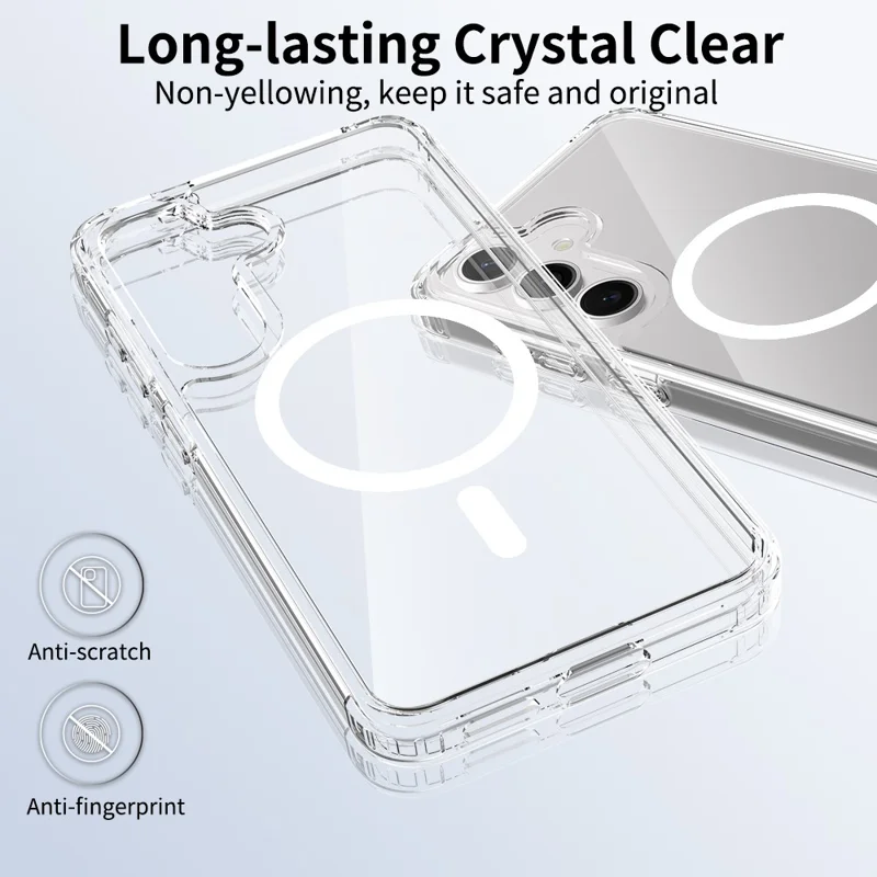 Für Samsung Galaxy S25 Magnetische Hülle Kratzfestes TPU + PC Kristallklare Handyhülle