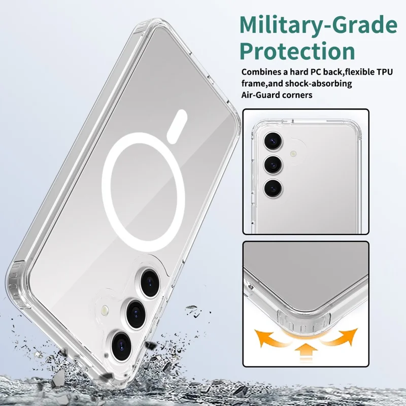 Für Samsung Galaxy S25 Magnetische Hülle Kratzfestes TPU + PC Kristallklare Handyhülle
