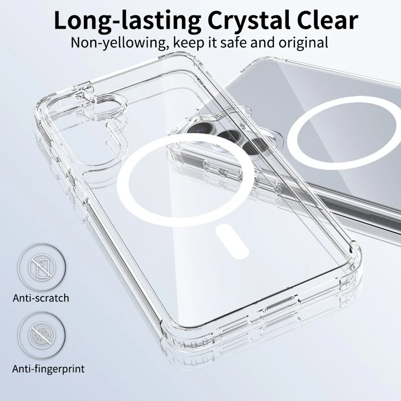 Cover per Samsung Galaxy S25+ Custodia Magnetica Antigraffio in TPU + PC Trasparente Cristallino
