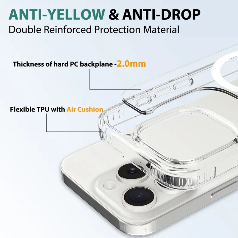 For iPhone 16 Pro Magnetic Case Scratch-Resistant TPU + PC Crystal Clear Phone Cover