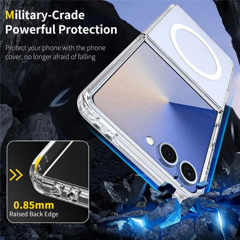 For Samsung Galaxy Z Flip7 5G Magnetic Case Scratch-Resistant TPU + PC Crystal Clear Phone Cover