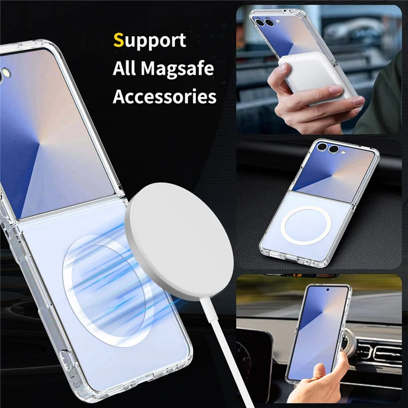 For Samsung Galaxy Z Flip7 5G Magnetic Case Scratch-Resistant TPU + PC Crystal Clear Phone Cover