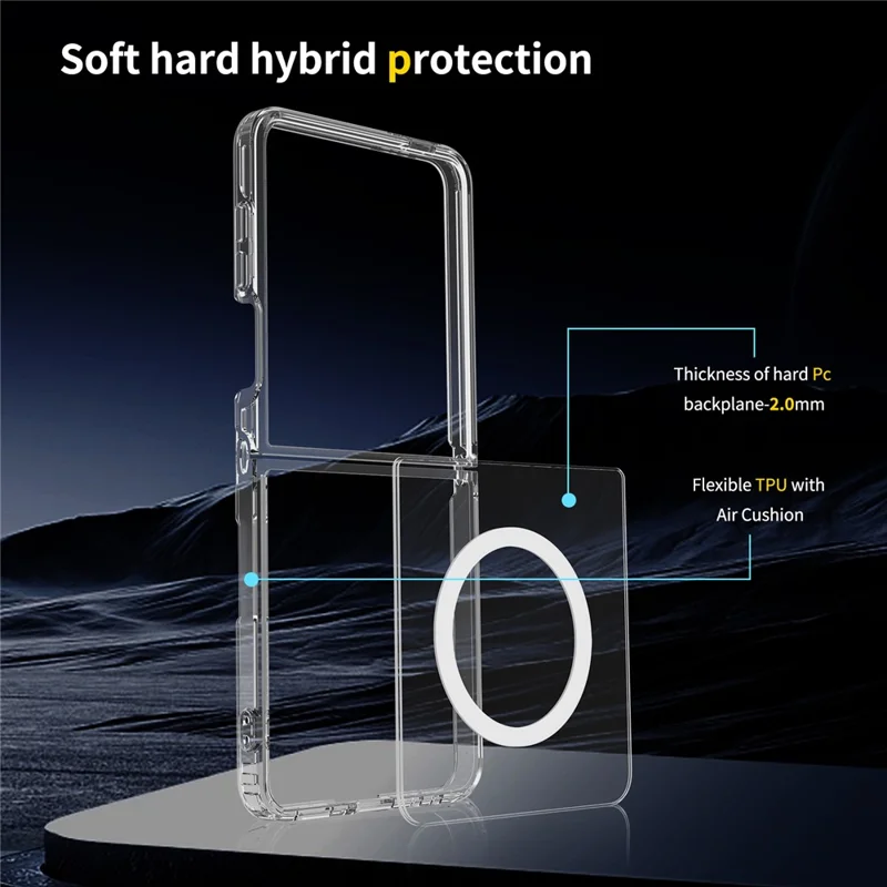 For Samsung Galaxy Z Flip7 5G Magnetic Case Scratch-Resistant TPU + PC Crystal Clear Phone Cover