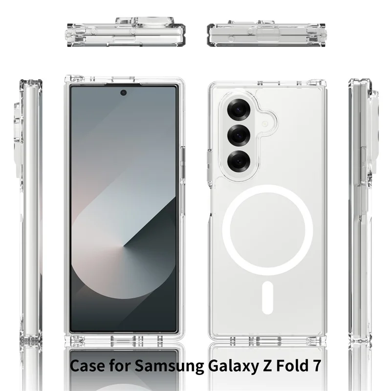 For Samsung Galaxy Z Fold7 5G Magnetic Case Scratch-Resistant TPU + PC Crystal Clear Phone Cover