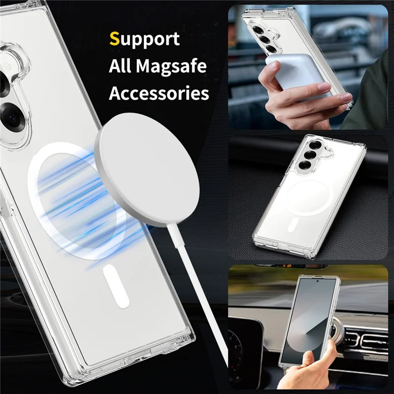 For Samsung Galaxy Z Fold7 5G Magnetic Case Scratch-Resistant TPU + PC Crystal Clear Phone Cover