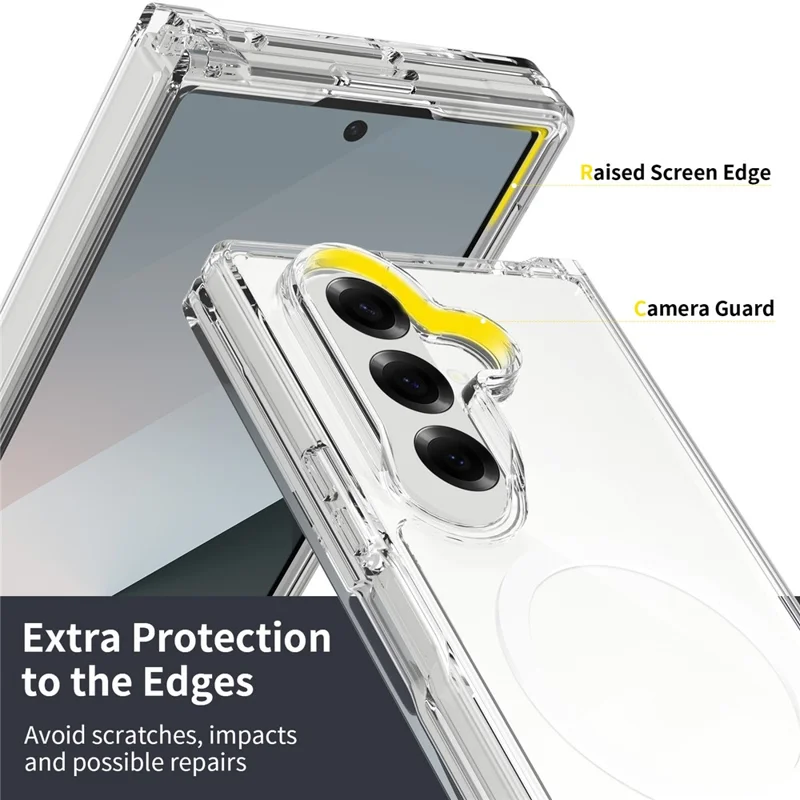 For Samsung Galaxy Z Fold7 5G Magnetic Case Scratch-Resistant TPU + PC Crystal Clear Phone Cover
