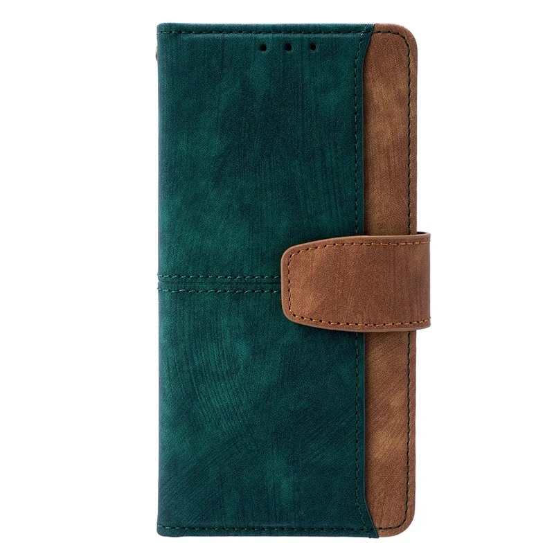 For Oppo A5x 5G Case RFID Blocking Color Splicing PU Leather Wallet Phone Cover - Green