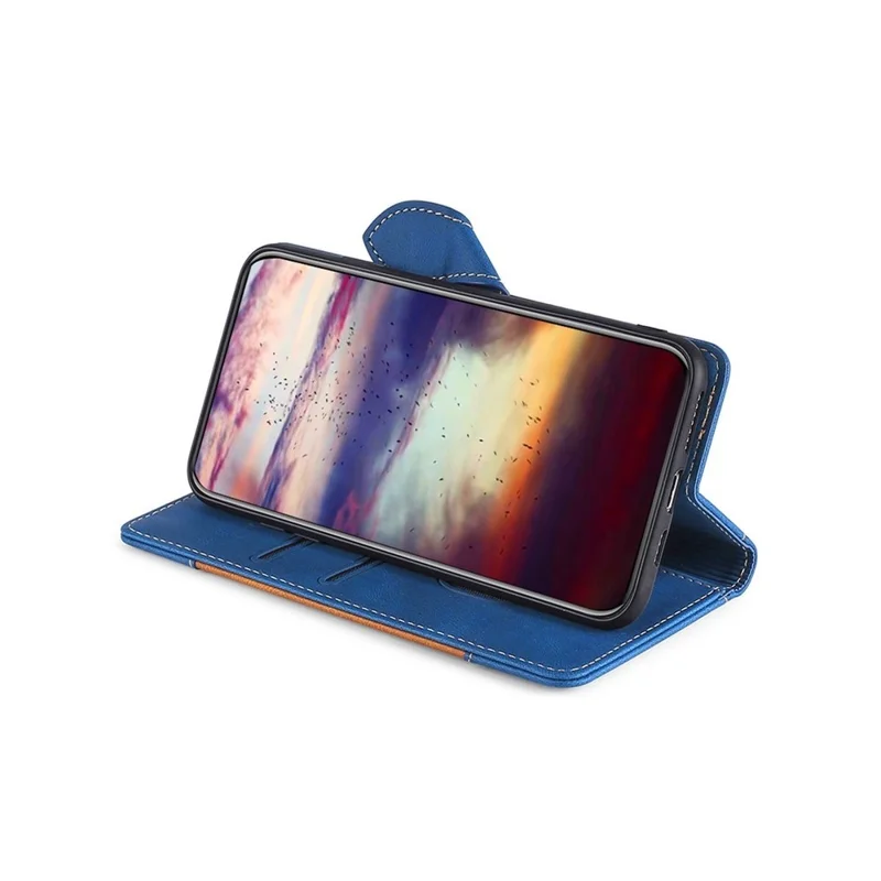 Capa de Couro para Oppo A5x 5G com Carteira e Fecho Magnético em Forma de Chapéu de Palha - Azul