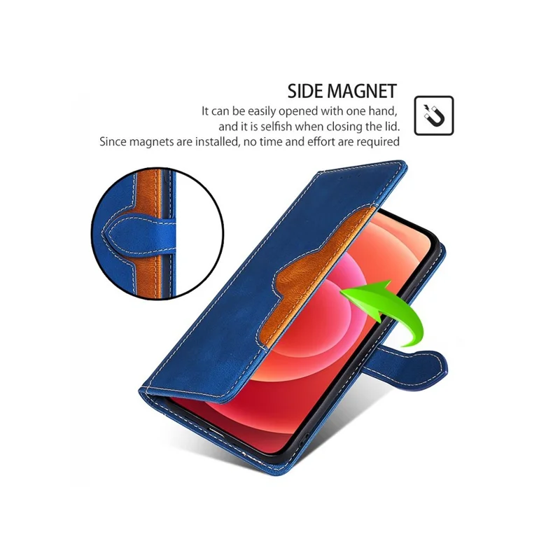 Capa de Couro para Oppo A5x 5G com Carteira e Fecho Magnético em Forma de Chapéu de Palha - Azul