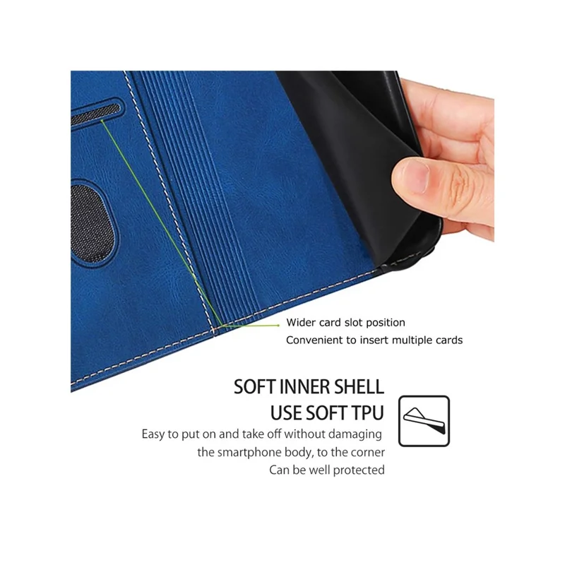 Capa de Couro para Oppo A5x 5G com Carteira e Fecho Magnético em Forma de Chapéu de Palha - Azul