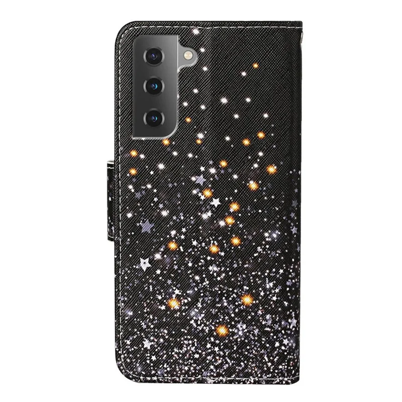 Чехол-книжка с функцией кошелька и подставки из искусственной кожи с перекрестной текстурой ударопрочный для Samsung Galaxy S23+ с рисунком - Разбитые звезды