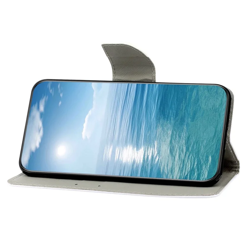 For Samsung Galaxy S23+ Cross Texture PU Leather Shockproof Phone Case Pattern Printing Wallet Stand Folio Flip Cover - Purple Butterflies