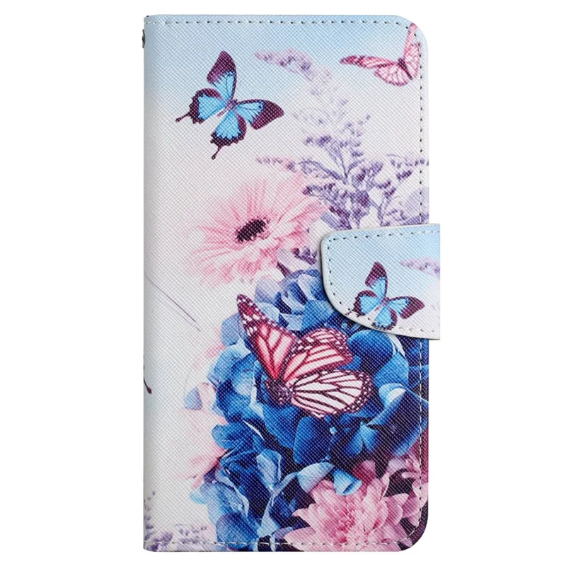 For Samsung Galaxy S23+ Cross Texture PU Leather Shockproof Phone Case Pattern Printing Wallet Stand Folio Flip Cover - Purple Butterflies