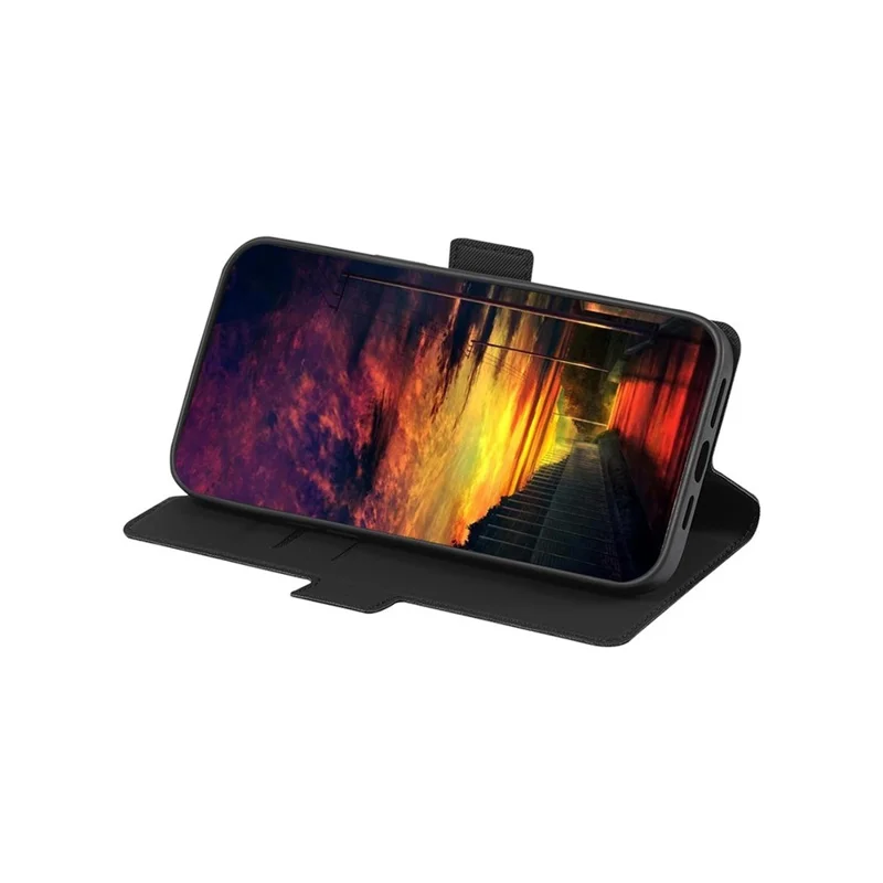 Pour Oppo A5x 5G Étui Porte-Cartes Texture Tressée Housse de Téléphone en Cuir - Noir