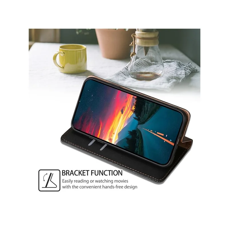 For Realme C71 4G Case Wallet PU Leather Magnetic Auto-Absorbed Phone Cover - Black