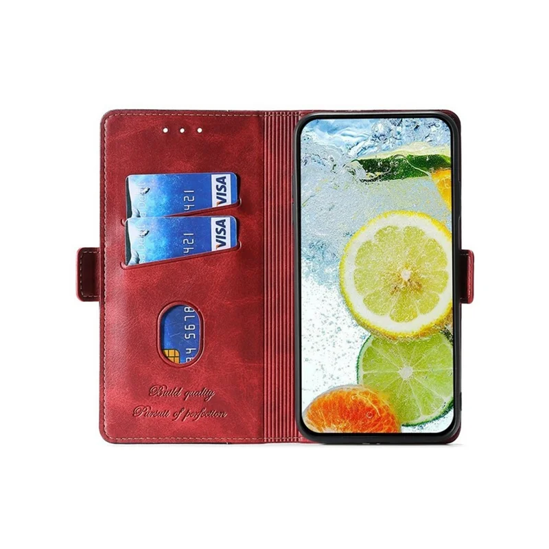 For Realme C71 4G Case Contrast Color Wallet Foldable Stand Leather Phone Cover - Black + Red