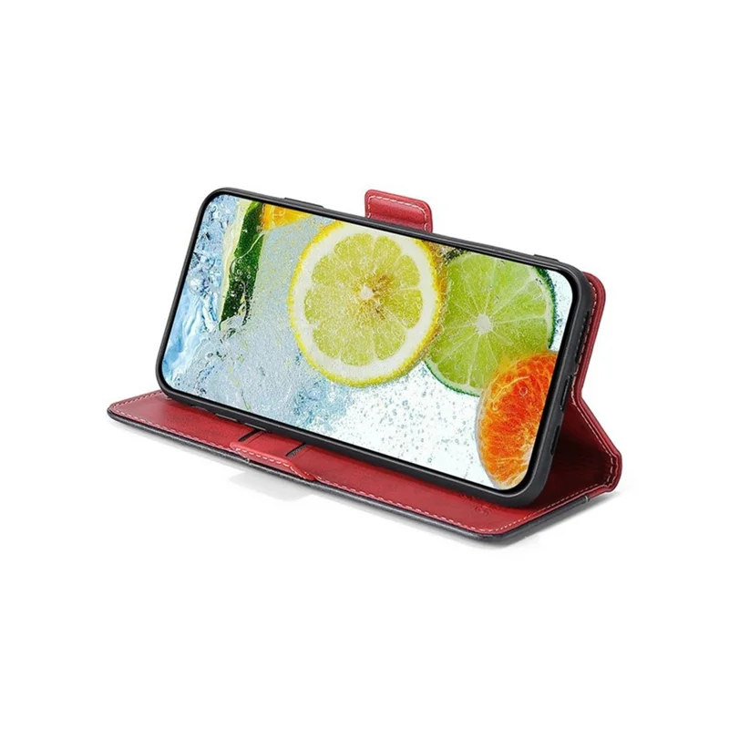 For Realme C71 4G Case Contrast Color Wallet Foldable Stand Leather Phone Cover - Black + Red