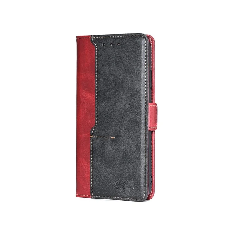 For Realme C71 4G Case Contrast Color Wallet Foldable Stand Leather Phone Cover - Black + Red