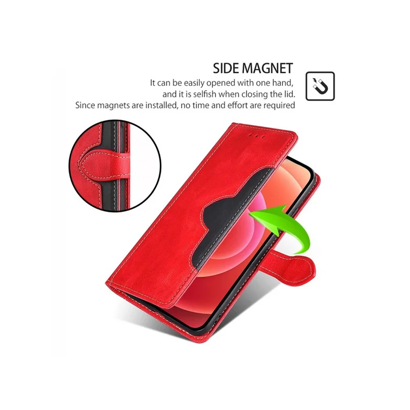 Чехол для Samsung Galaxy A05 4G из кожи с отделением для карт и магнитной застежкой в виде соломенной шляпы - Красный