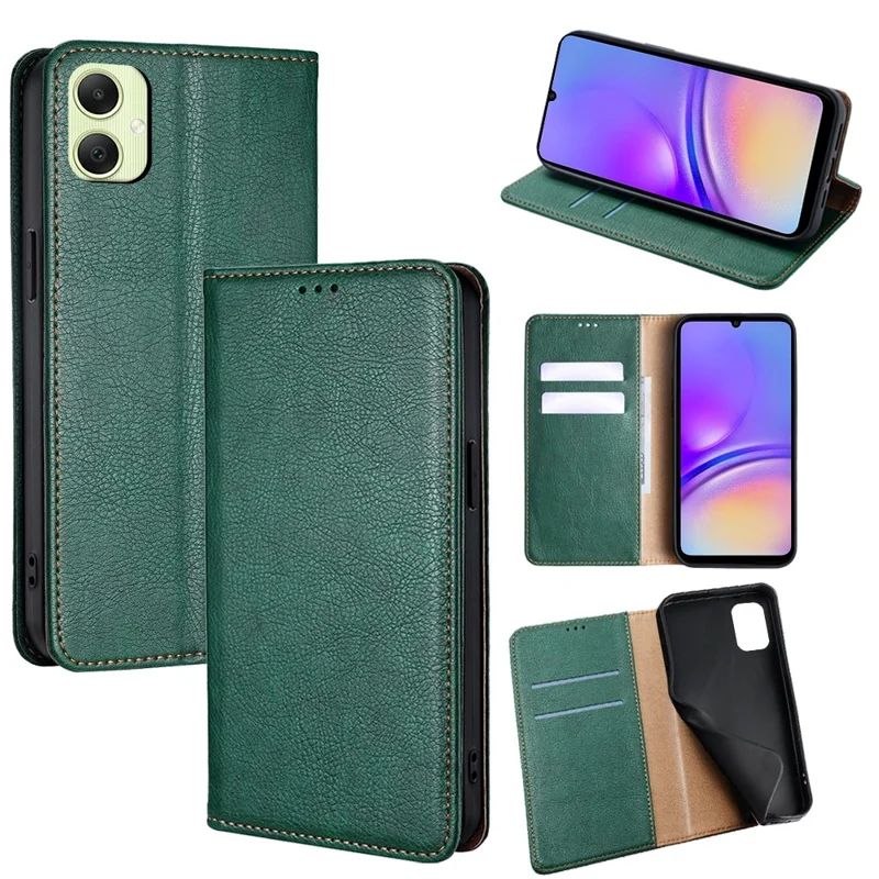 For Samsung Galaxy A05 4G Case Wallet PU Leather Magnetic Auto-Absorbed Phone Cover - Green