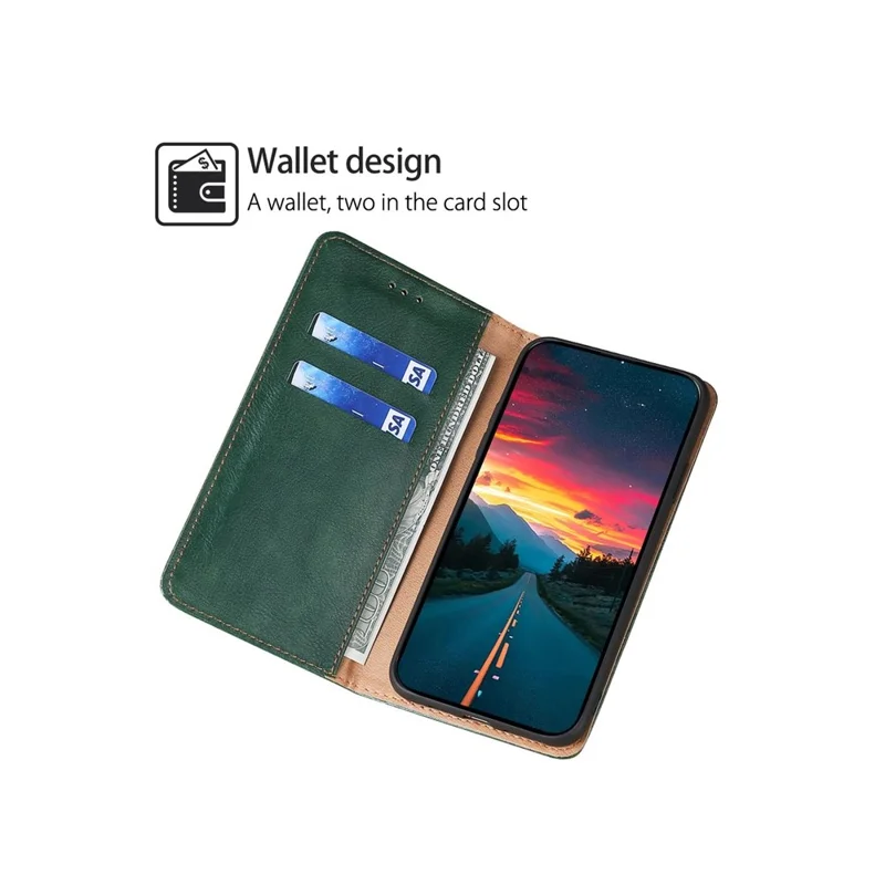 For Samsung Galaxy A05 4G Case Wallet PU Leather Magnetic Auto-Absorbed Phone Cover - Green