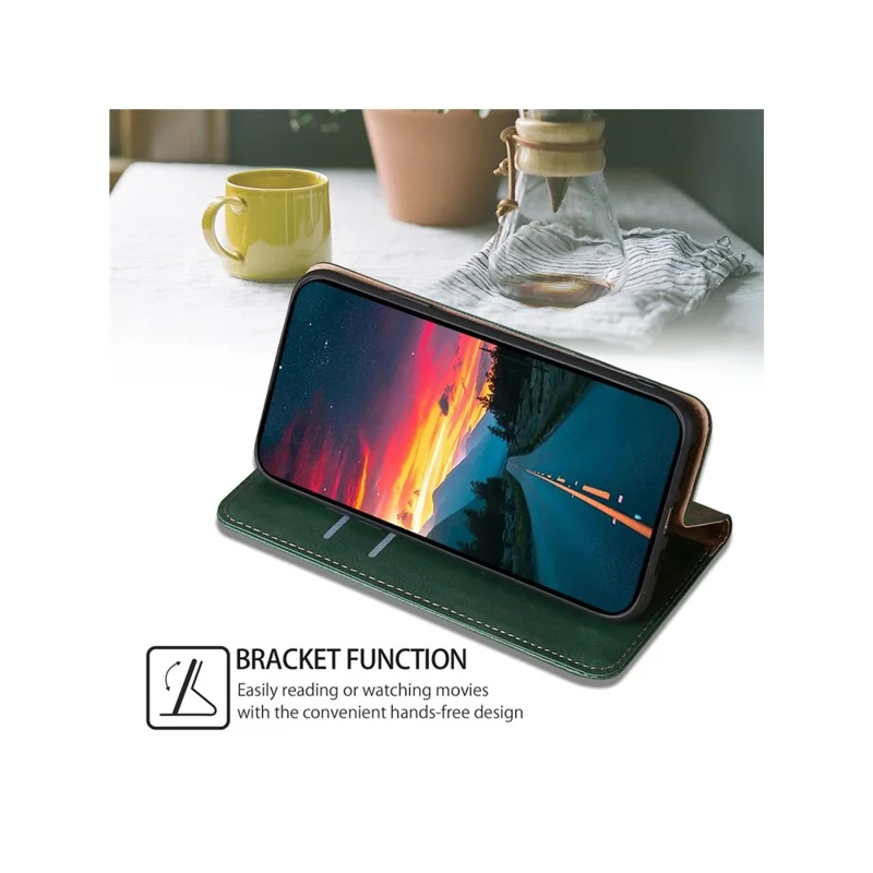For Samsung Galaxy A05 4G Case Wallet PU Leather Magnetic Auto-Absorbed Phone Cover - Green