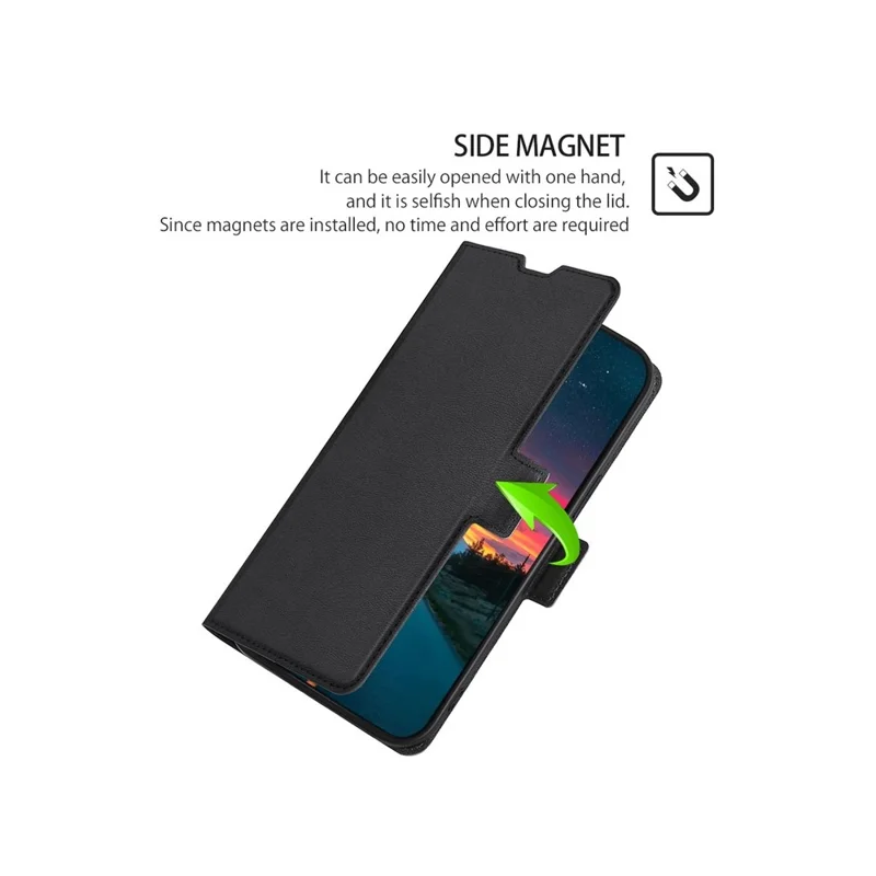 Für Samsung Galaxy A05 4G Hülle mit Kartenhalter aus PU-Leder - Schwarz