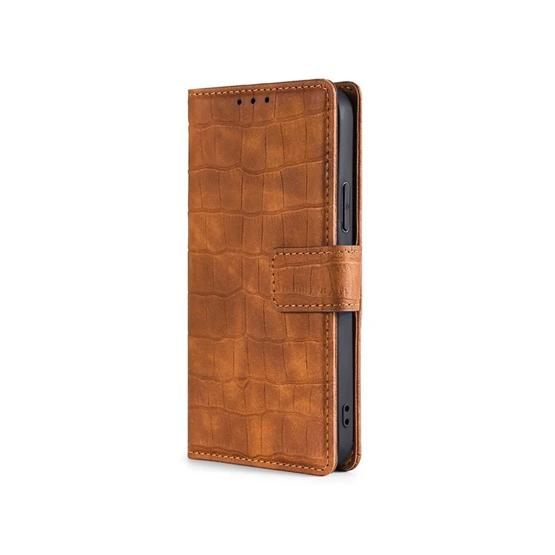 For Samsung Galaxy A05 4G Case Crocodile Texture PU Leather Phone Cover - Brown