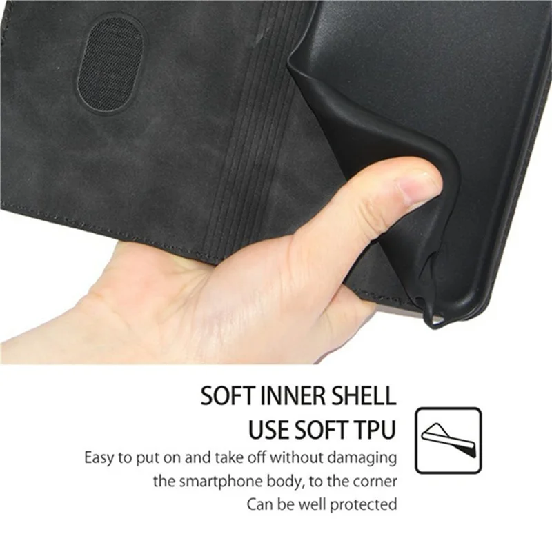 For Samsung Galaxy A05 4G Case Card Holder PU Leather Magnetic Closing Phone Cover - Black