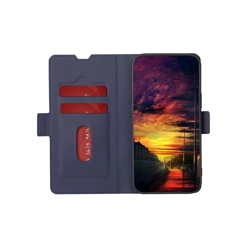 For Samsung Galaxy A05 4G Case Card Holder Twill Texture Leather Phone Cover - Blue